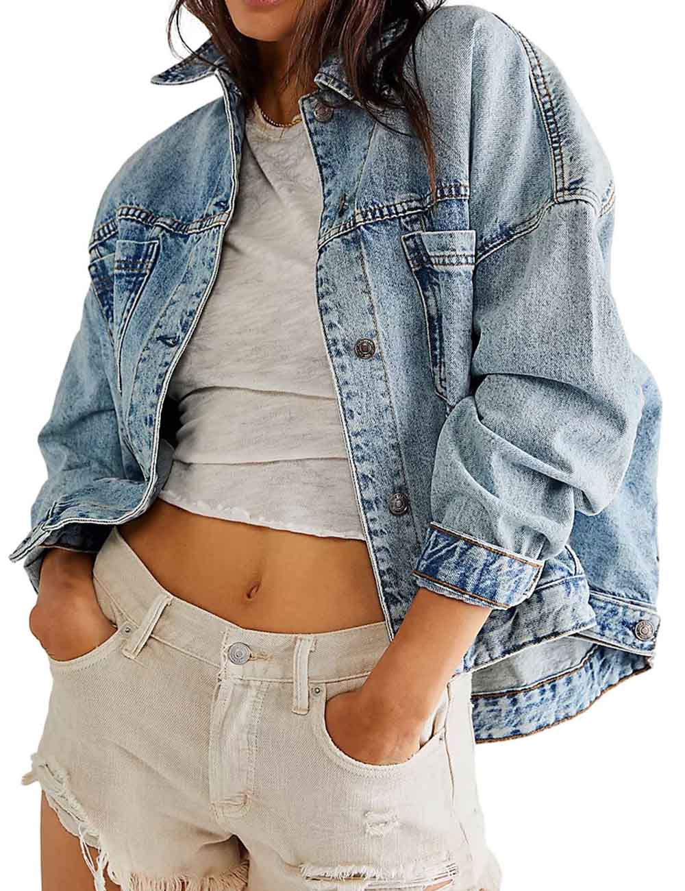 Trendy Loose Solid Color Denim Jacket