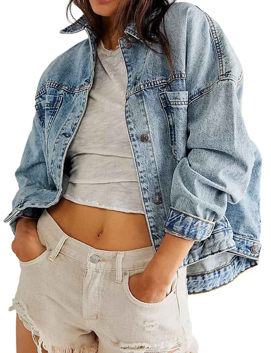 Trendy Loose Solid Color Denim Jacket