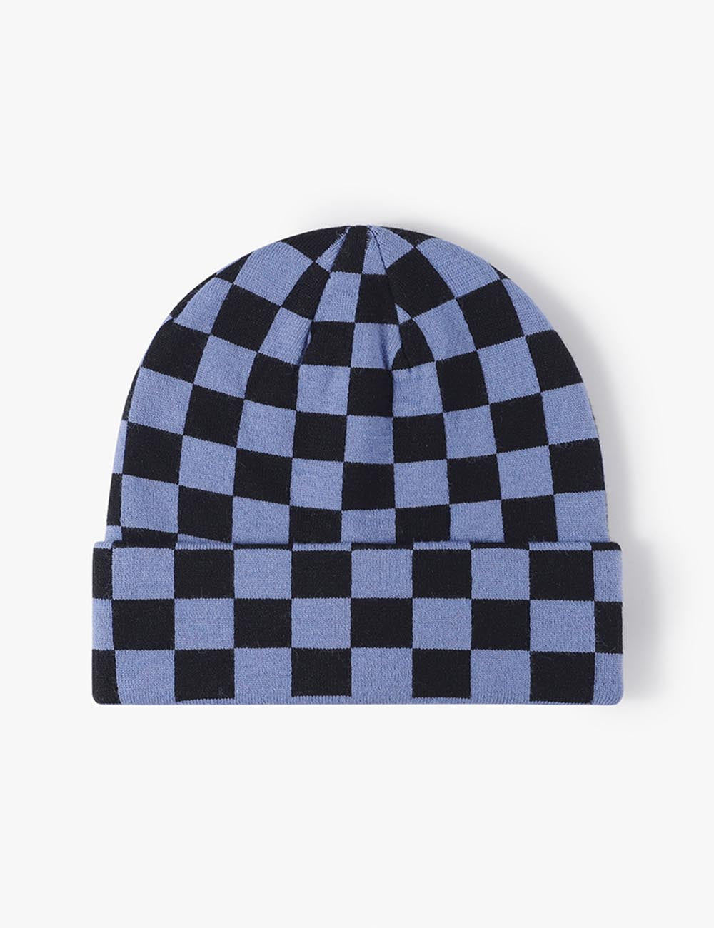 Color Contrast Checkered Knit Beanie Warm Hat