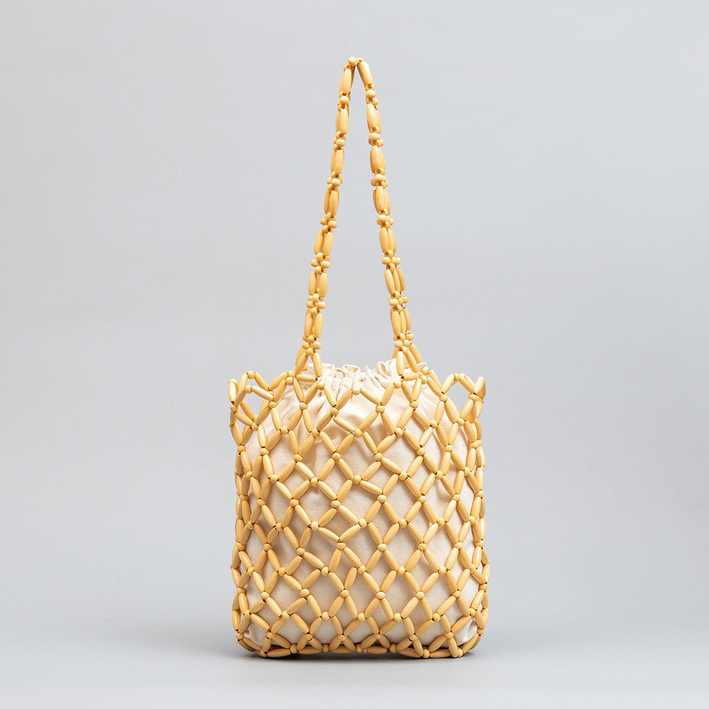 Chic Hollow Out Wooden Bead Bag