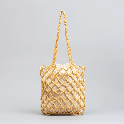Chic Hollow Out Wooden Bead Bag