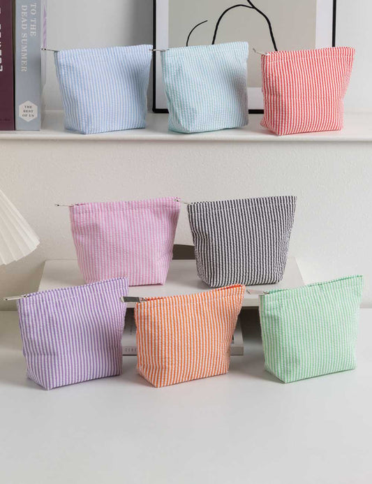Simple Striped Color Block Makeup Bag