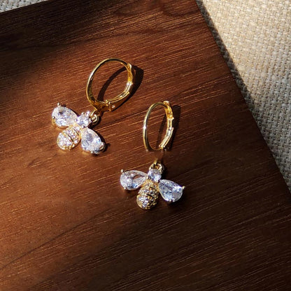 Cute Bear Cubic Zircon Drop Hoop Earring