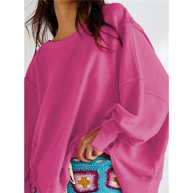 Round Neck Sweatshirt Women Fashion Sportswear Knit Top