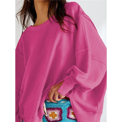 Round Neck Sweatshirt Women Fashion Sportswear Knit Top