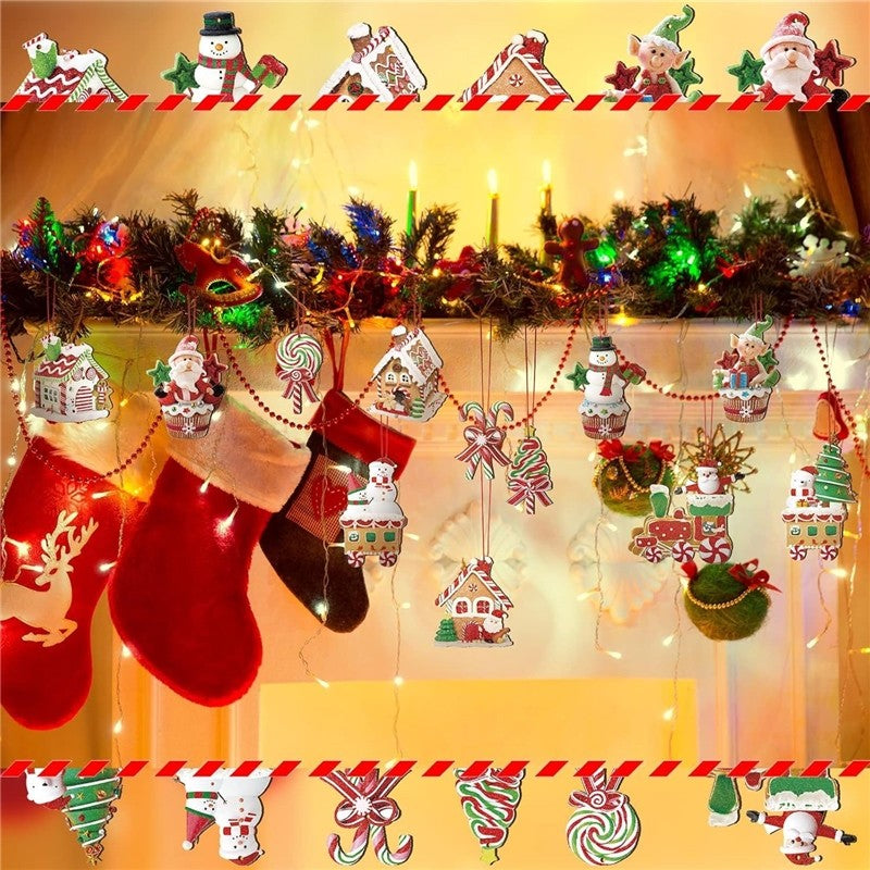 24 Wooden Christmas Ornaments