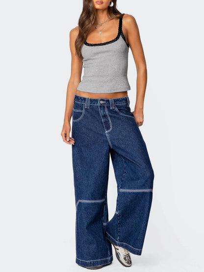 Lace Color Block Sexy Spaghetti Camis