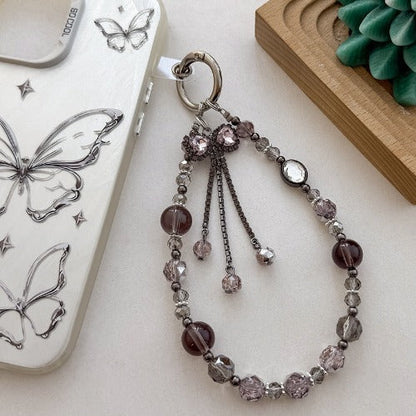 Rhinestone Bow Tassel Crystal Beaded Phone Chain