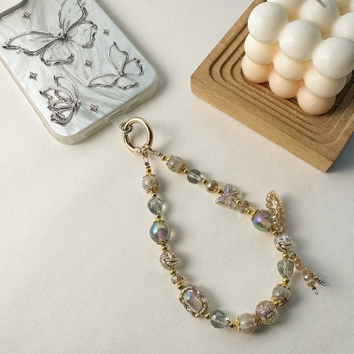 Vintage Crystal Beads Bow Keychain Bag Charm