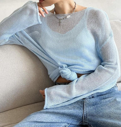 Loose Knit See Through Cover-Up Top