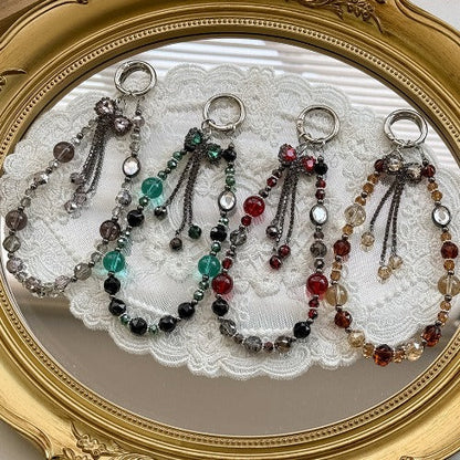 Rhinestone Bow Tassel Crystal Beaded Phone Chain