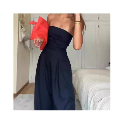 Solid Color Slim Strapless Jumpsuit