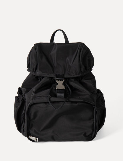 Trendy Solid Color Nylon Drawstring Backpack