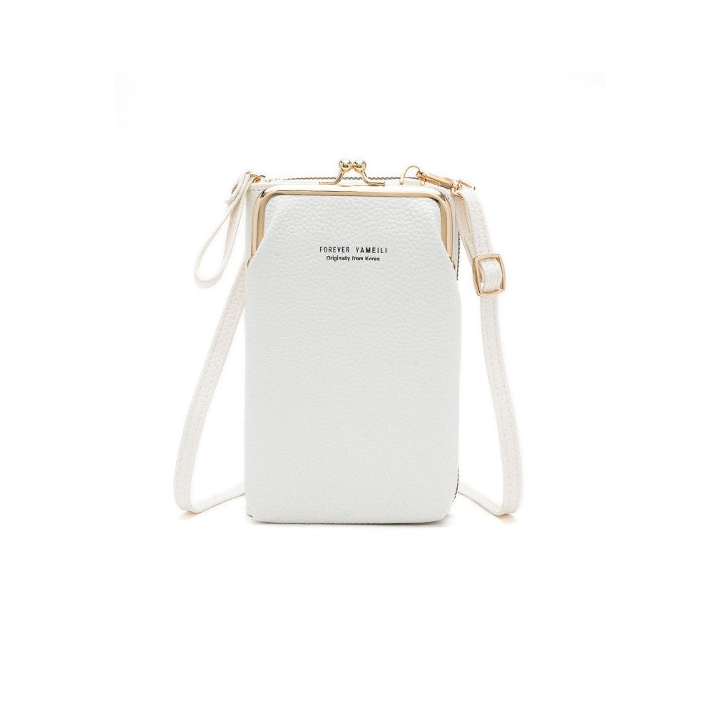 PU Leather Solid Color Large Capacity Purse One Shoulder Crossbody Cell Phone Bag