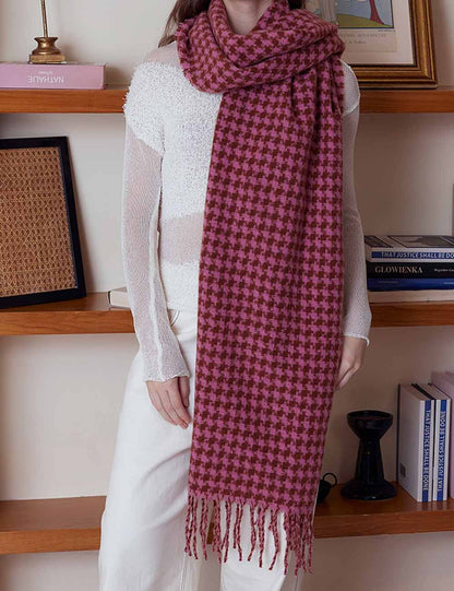 Classic Plaid Long Shawl Wool Blend Scarf