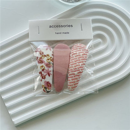 Sweet Solid Print Hair Clips Set