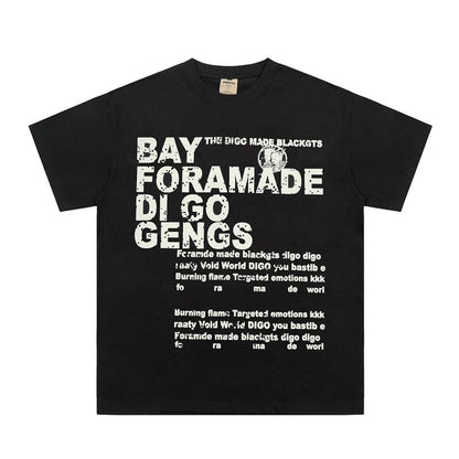 Vintage Loose Fit Letter Print T-Shirt