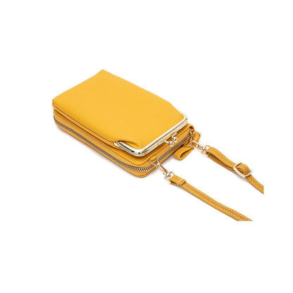 PU Leather Solid Color Large Capacity Purse One Shoulder Crossbody Cell Phone Bag