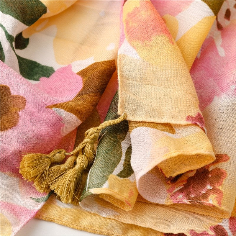 Colorful Cotton Linen Vacation Beach Scarf