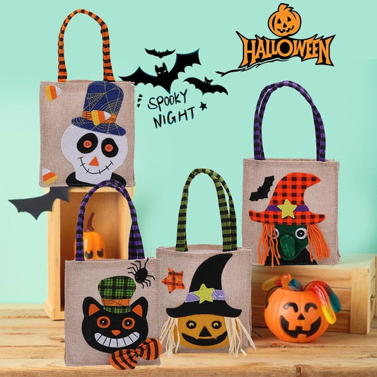 Ramie Cotton Cute Cartoon Halloween Candy Bag Handbag