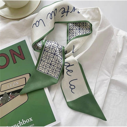 Vintage Printed Slim Hair Silky Scarf