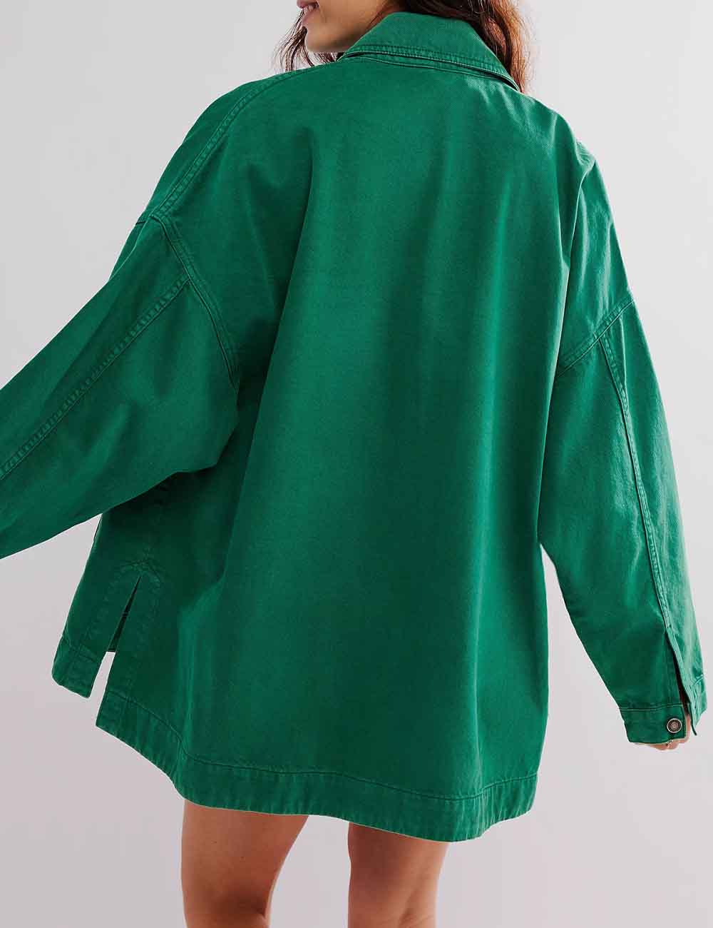 Trendy Solid Color Side Slit Denim Jacket