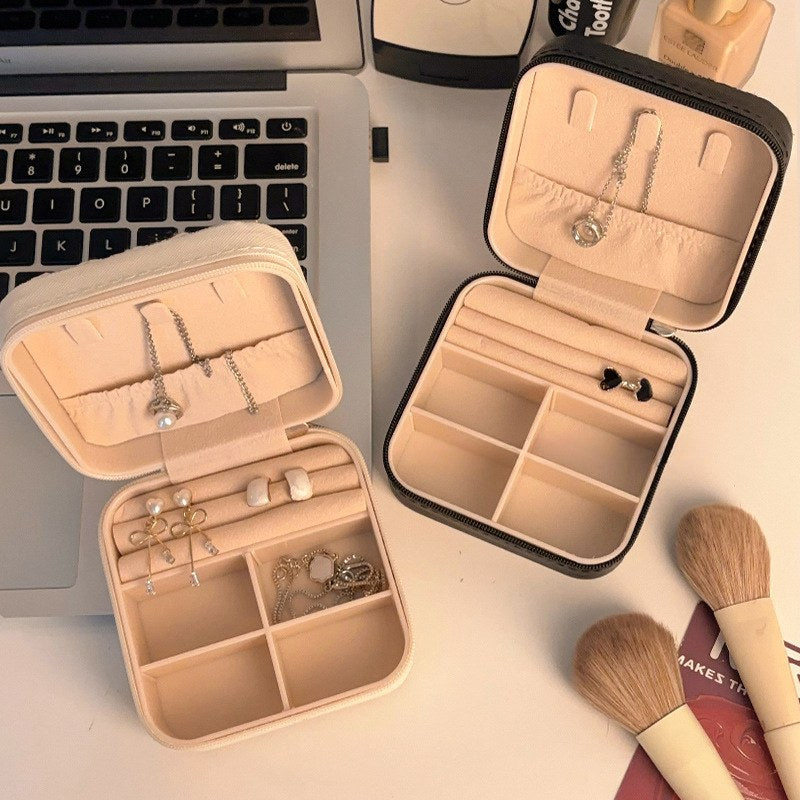 Color Block Zipper Closure Jewelry Case