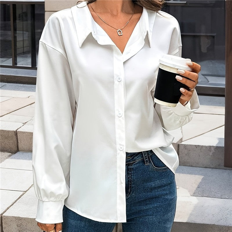 Solid Color Button Down Long Sleeve Shirt