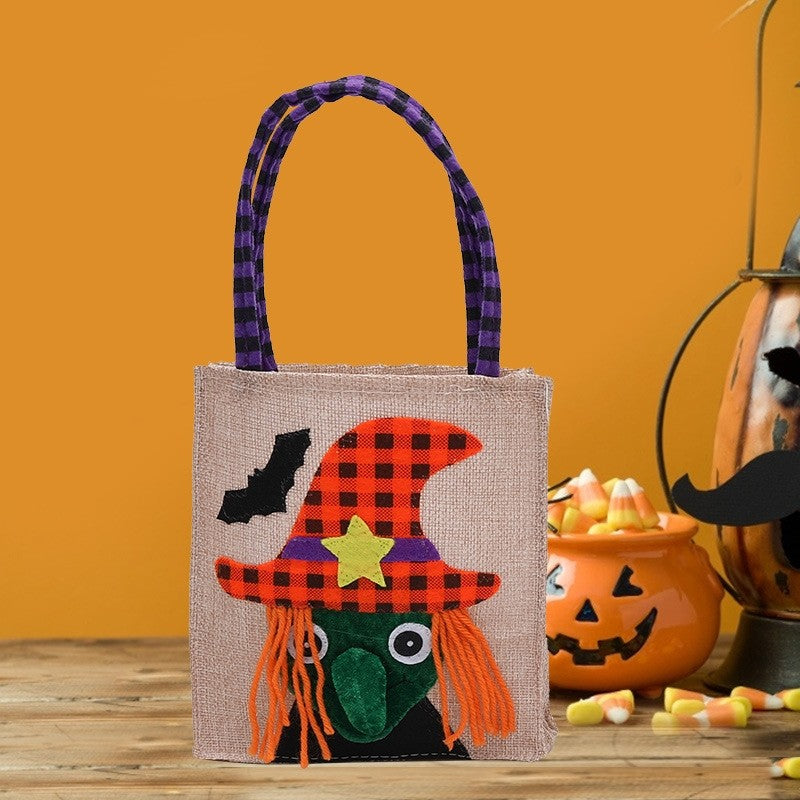 Ramie Cotton Cute Cartoon Halloween Candy Bag Handbag