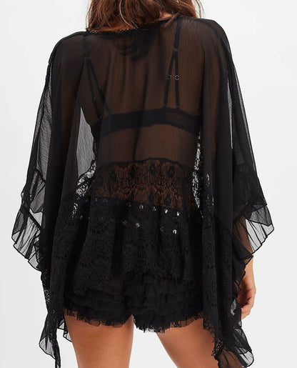 Loose Lace See Through Cover Up Top