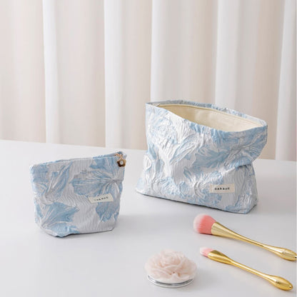 Simple Embossed Flower Makeup Bag