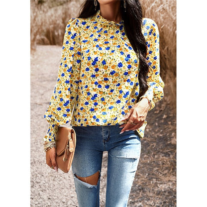 Long Sleeves Crewneck Printing Casual Blouse
