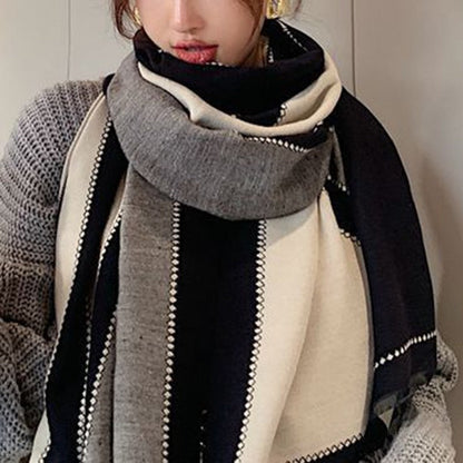 Color Block Long Warm Scarf