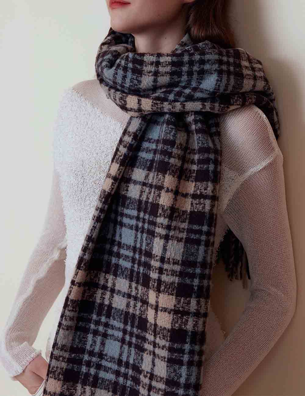 Vintage Plaid Warm Tassel Warm Scarf