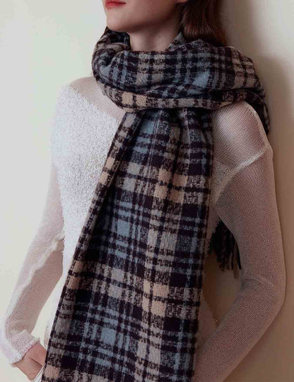 Vintage Plaid Warm Tassel Warm Scarf