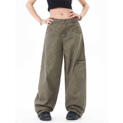 Vintage Work Pants Straight Wide Leg Floor Length