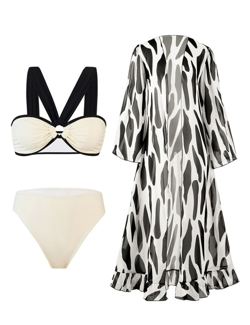 Sexy Color Block Swimwears with Cover