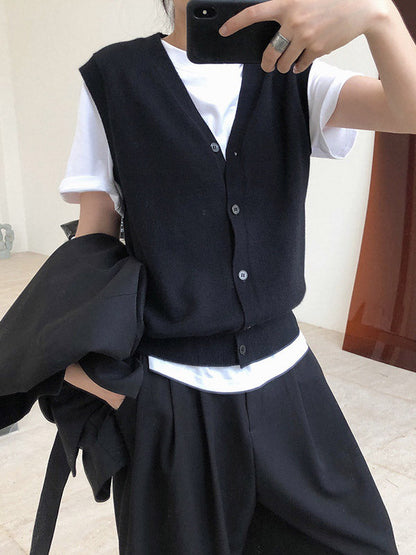 Leisure Solid Knitting Sweater Vest