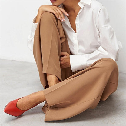 Relaxed Fit High Waist Wide Leg Palazzo Pants