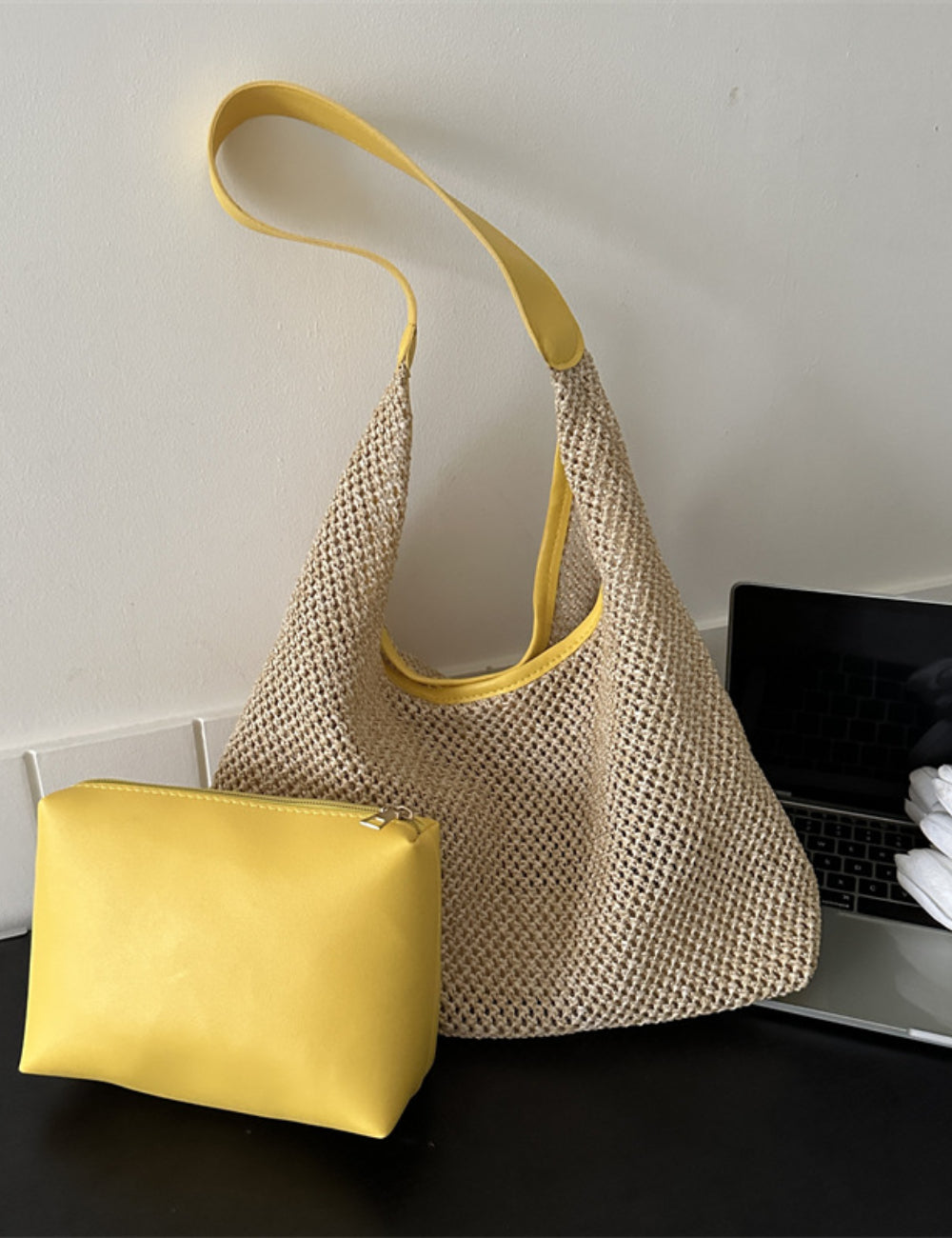Casual Hollow Out Woven Shoulder Bag