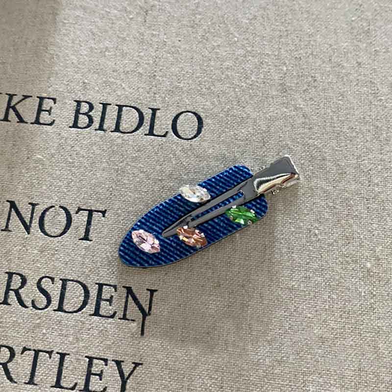 Cute Colorful Rhinestone Denim Style Hair Claw