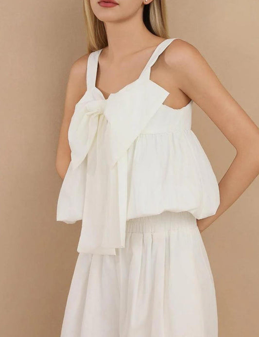 Elegant Bow Front Crop Tops