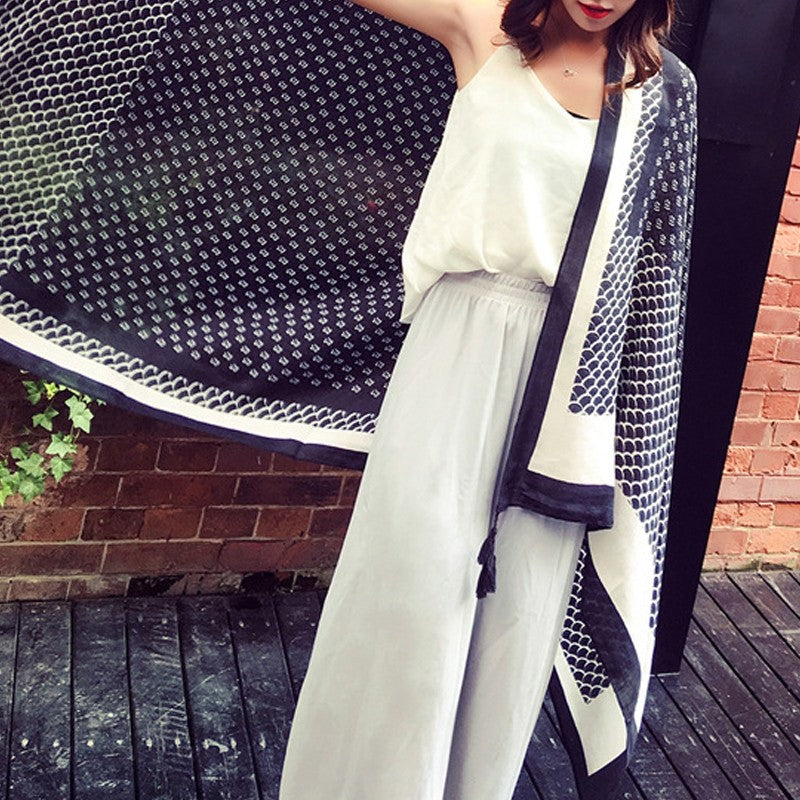 Cotton And Linen Seaside Beach Ethnic Style Shawl Scarf