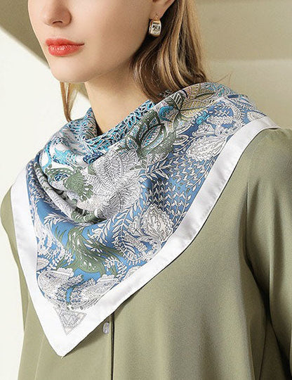 Elegant Print Square Satin Scarf