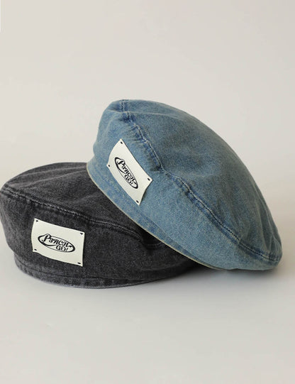 Trendy Denim Solid Color Beret Hat
