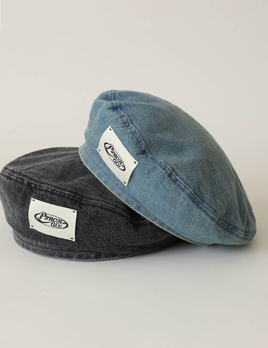 Trendy Denim Solid Color Beret Hat