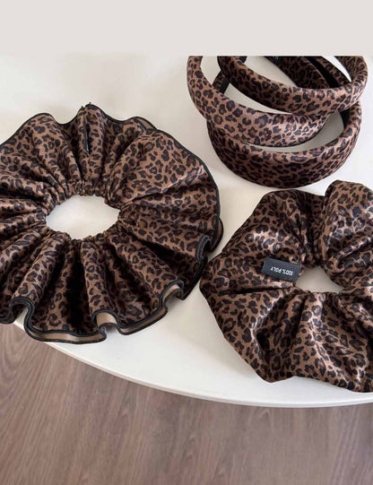 Oversized Double-Layer Leopard Print Hair Tie