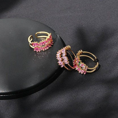Colorful Zircon Layered Adjustable Ring