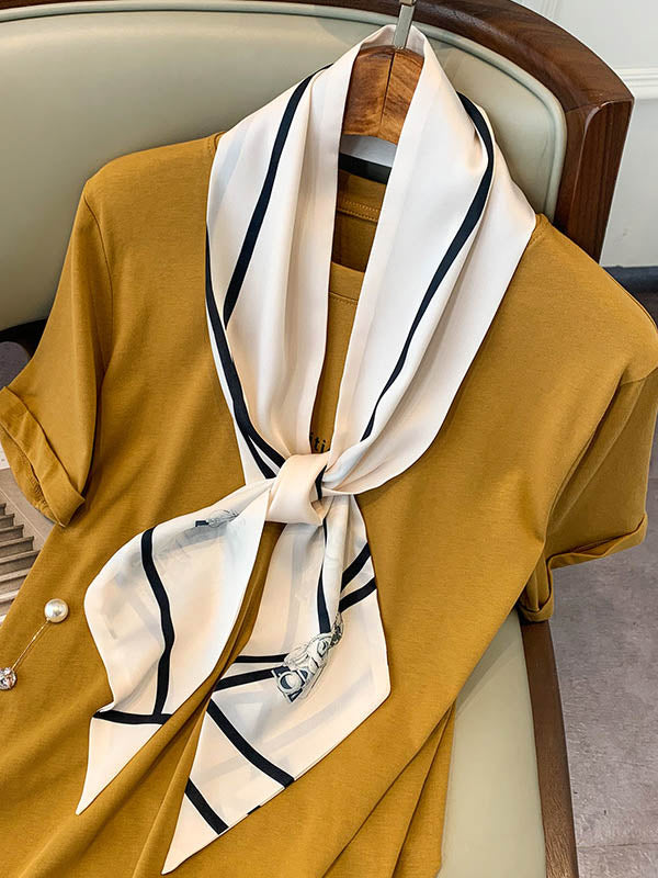 Original Striped&Plaid Print Hair Band&Silk Scarf