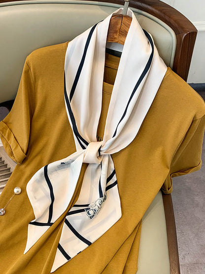 Original Striped&Plaid Print Hair Band&Silk Scarf